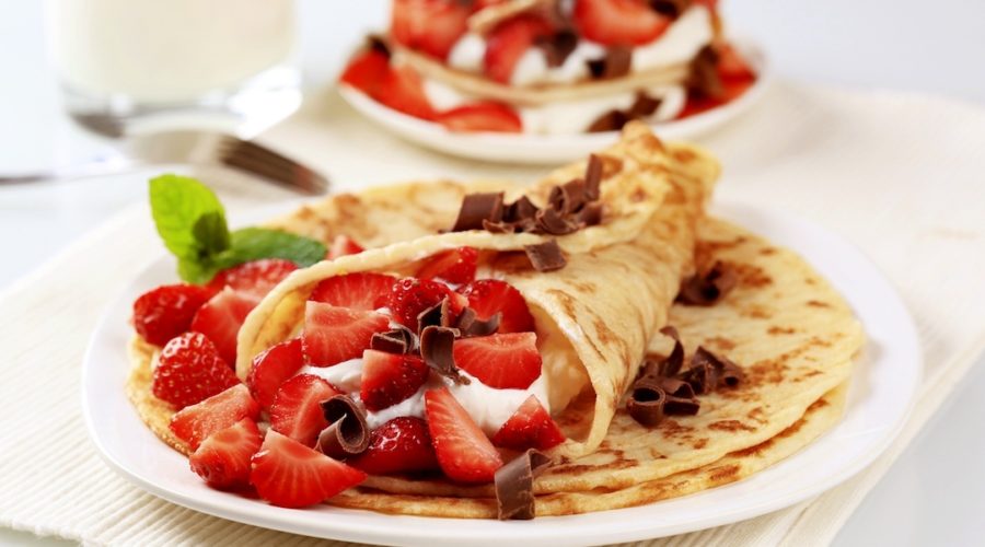receta de crepes de cereales con fresas